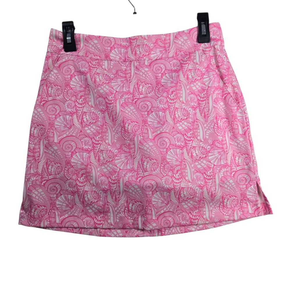 Vineyard Vines Pink Seashell Whale Logo Skort Skirt Golf Tennis